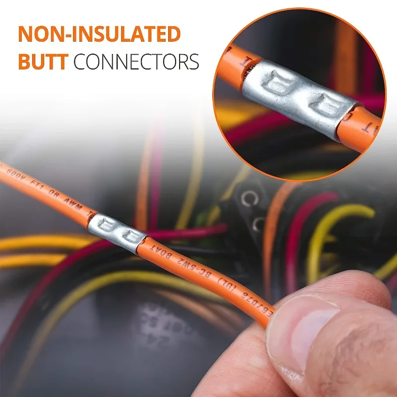 200pcs Boxed BN Copper Tube Non Insulated Sleeve Bare Terminal Crimping Terminal Wire Copper Crimping Connector Sleeve