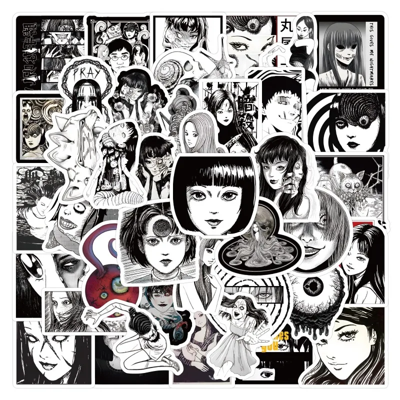60pcs Junji Ito Comic Graffiti Stickers Suitcase Water Cup Guitar Car Stationery Mobile Phone DIY Decoration Decals