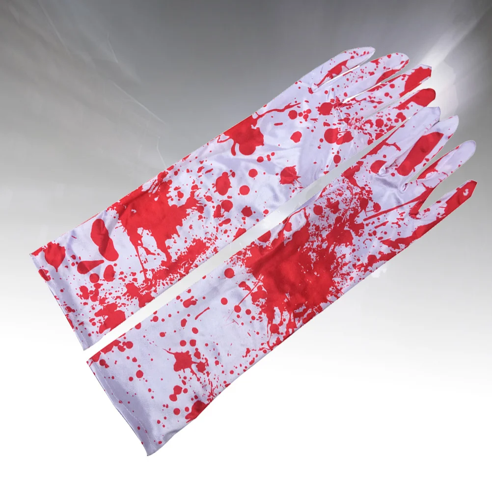 1Pair Blood Gloves for Halloween Horror Style Cosplay Gloves Warm Comfortable for Festival Haunted House Decor