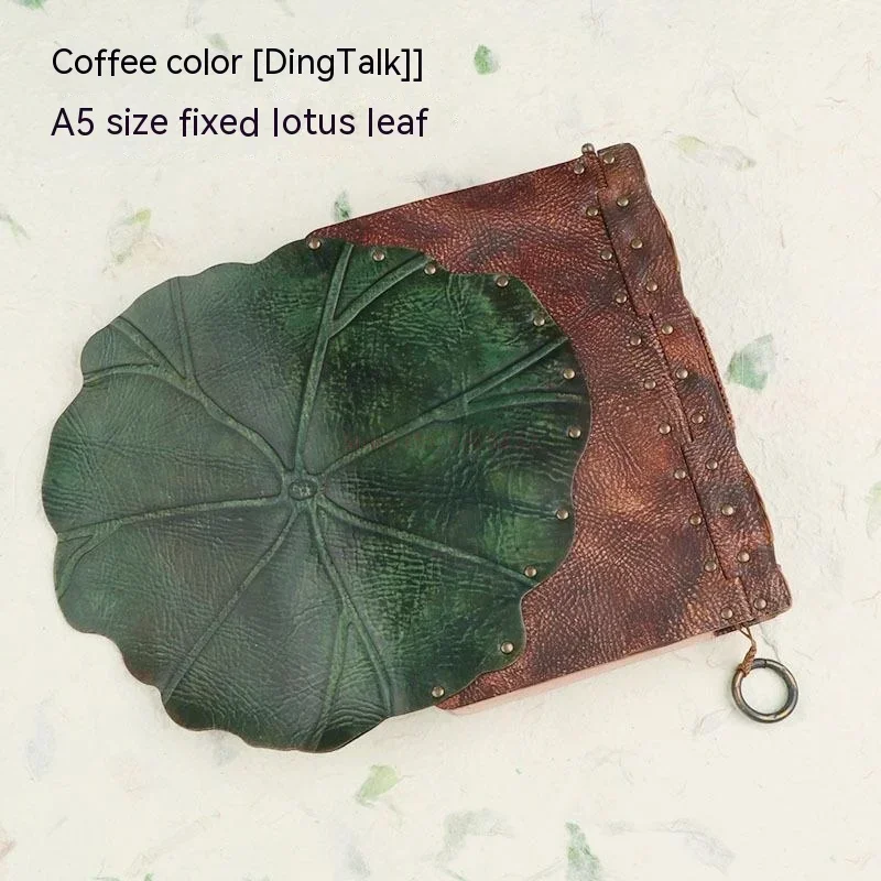Hand-customized Lotus Leaf Leather Notebook: A5 A6 Retro Style