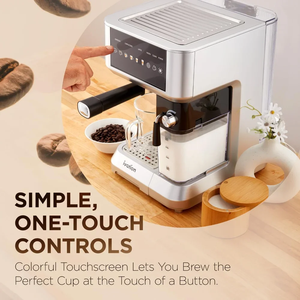 recommend.58mm | Coffee Machine for Home |Espresso & Cappuccino Maker w/Milk Frother | Single image 4