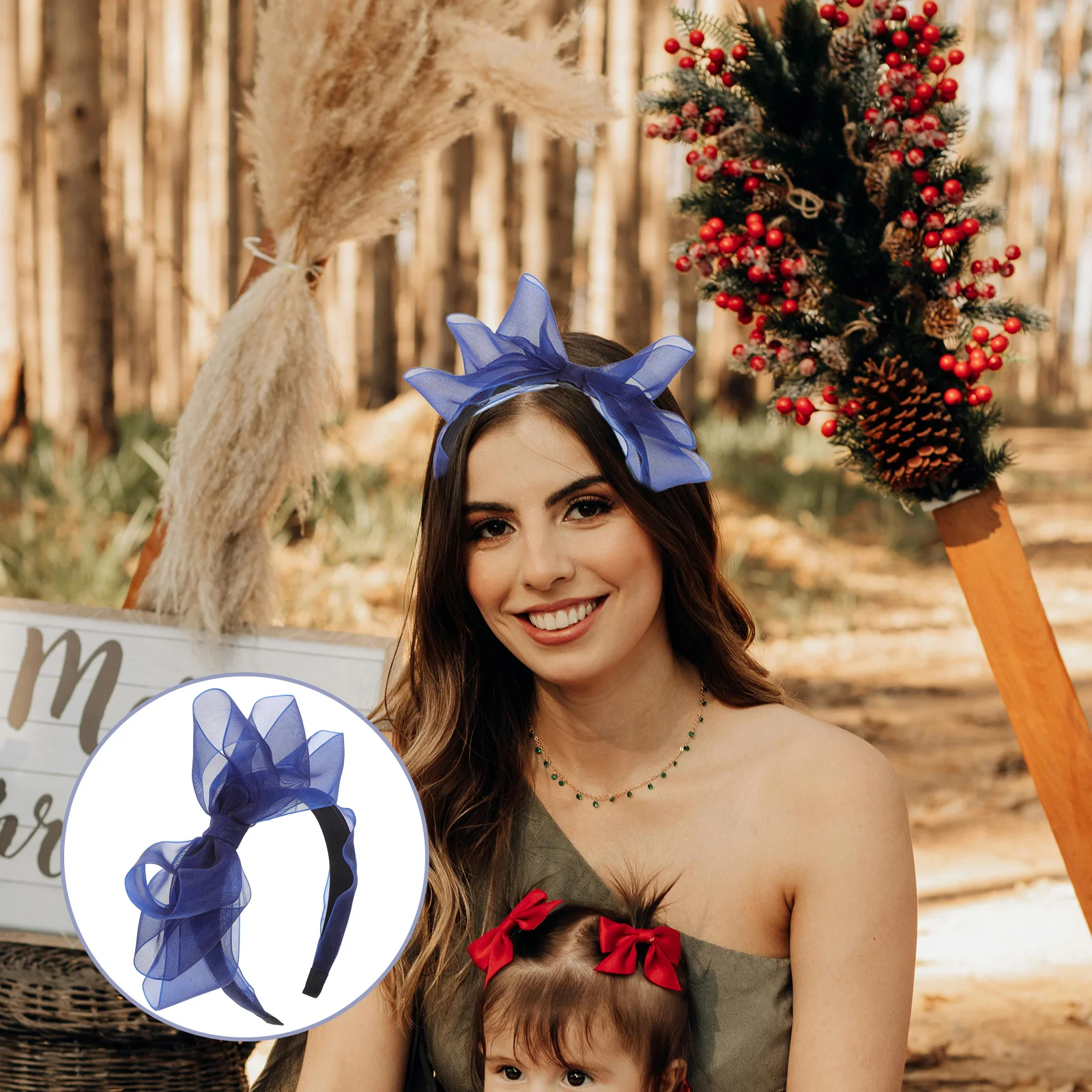 

Chic Gauze Bowknot Headband Secure Fit Oversized Bow Decoration for Parties Dates Vintage Party Hair Accessories for Women Girls