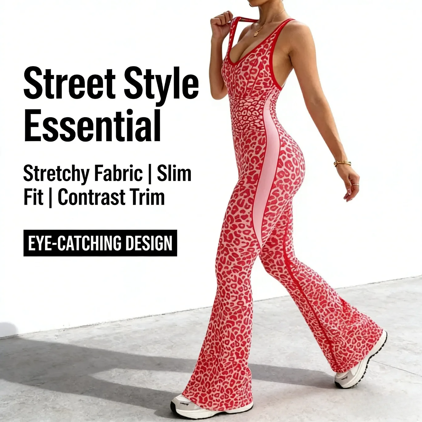 

Hot Girl Leopard Print OnePiece Yoga Pants Breathable Quick Dry Technology Home Fitness Beach Vacation