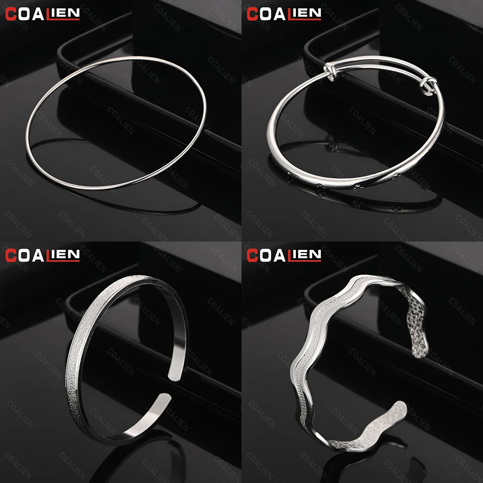 

COALIEN 925 Sterling Silver Solid Adjustable Bracelet Woman Noble Elegant Anniversary Gift Jewelry