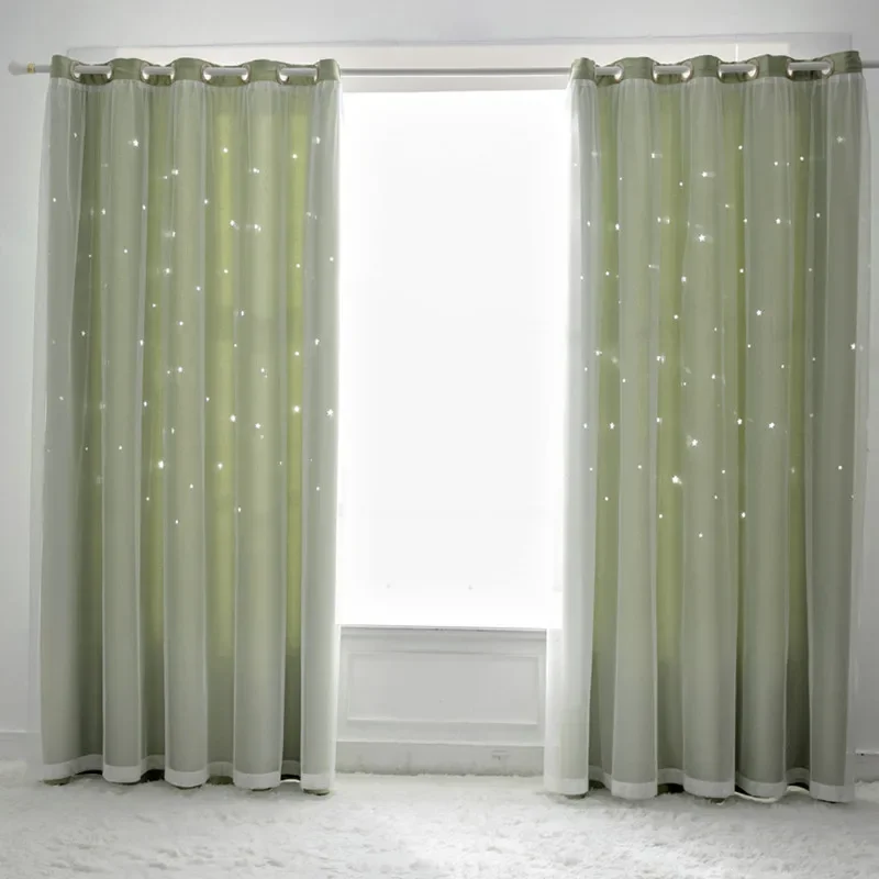 

Star Curtains for Girls Bedroom High Blackout Curtains Double Layer Sheer Overlay for Kids Room Decor Princess Star Pink