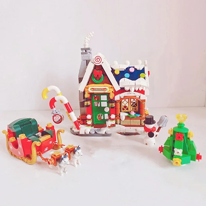 City Street View Christmas House Building Block Set DIY Small Particle Assembled Bricks Children\'s Toys Gifts Home Decoration