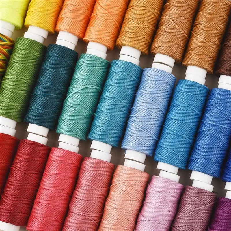 32 ألوان 25 متر 0.65 مللي متر الجلود المستديرة مشمع الموضوع الحبل DIY بها بنفسك أداة الحرف اليدوية خياطة الموضوع خط خياطة مشمع