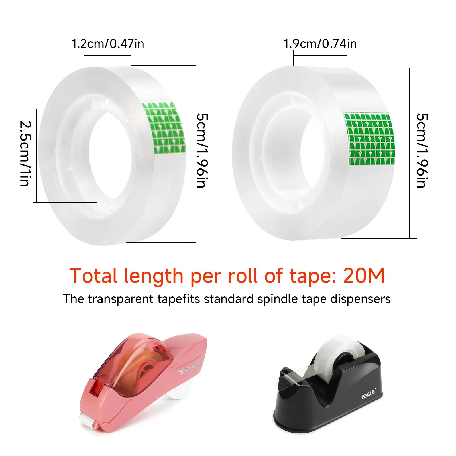 Transparent Adhesive Tape Width 1.2cm/1.9cm X 8/12 Rolls, for Sealing DIY Wrapping Repair, Multi-Purpose Clear Tape - view 3