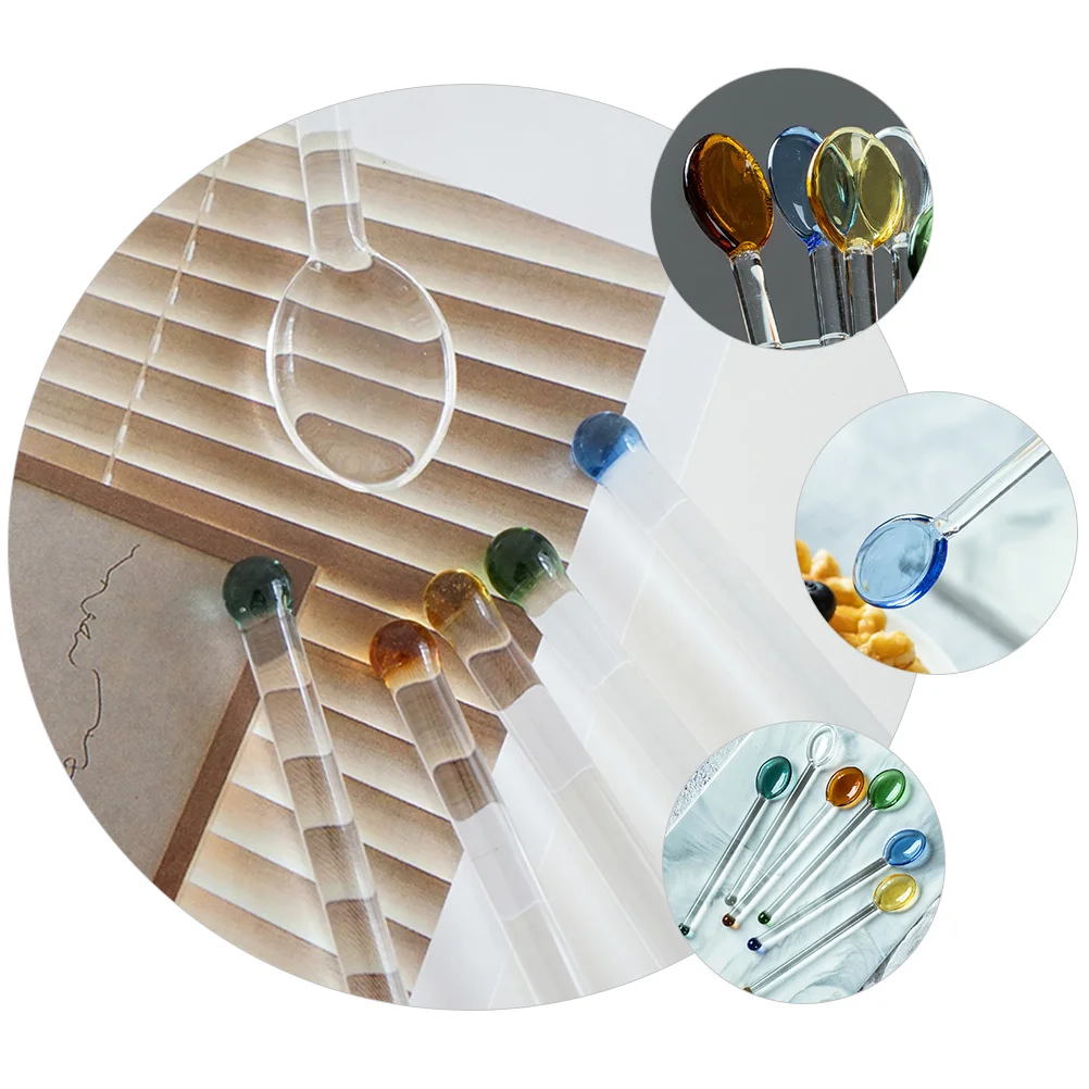 

Набор стеклянных ложек, 6 шт., прозрачная многоразовая мешалка для чая, ковша, соли для напитков со льдом, мартини, кемпинга, приготовления пищи, закусок, дегустации вилки