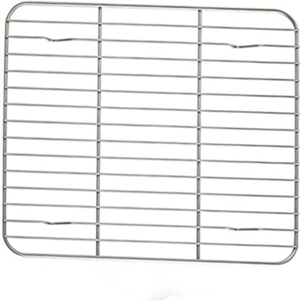 304 Stainless Steel Roasting Pan with Rack Raised Cooling Rack Deep Edge Square Baking Tray Polished Silver