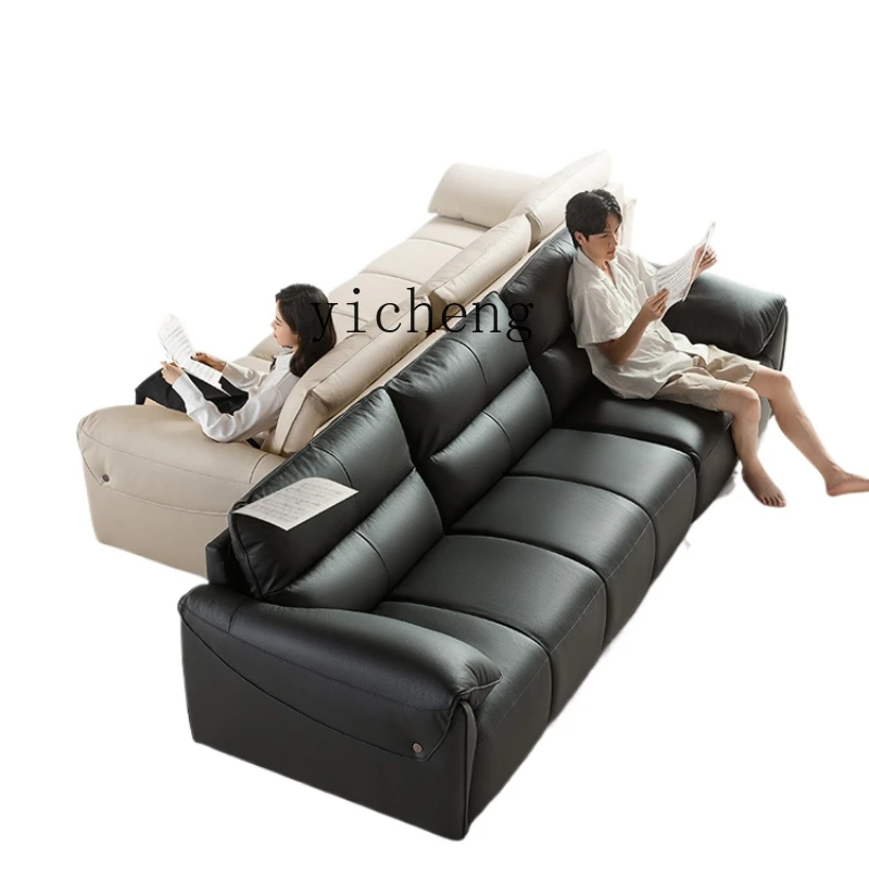 Zws. First layer cowhide leather sofa living room piano keys 2024 new big black cow furniture