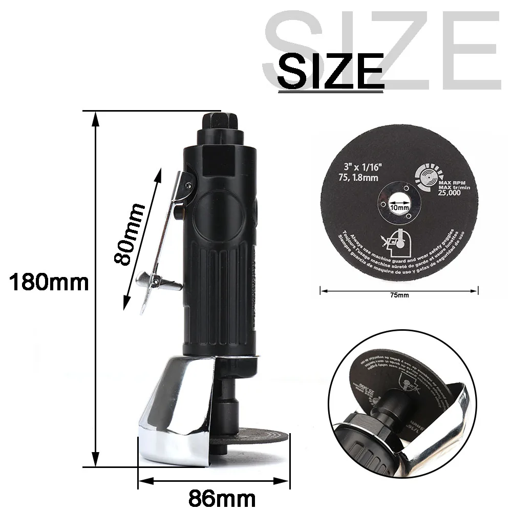 Mini Machine Pneumatique de Découpe de Métal, 3 Pouces, Ensemble d\'Outils de Découpe à Air, Meuleuse d\'Angle avec Lame de Scie, Roue de Découpe
