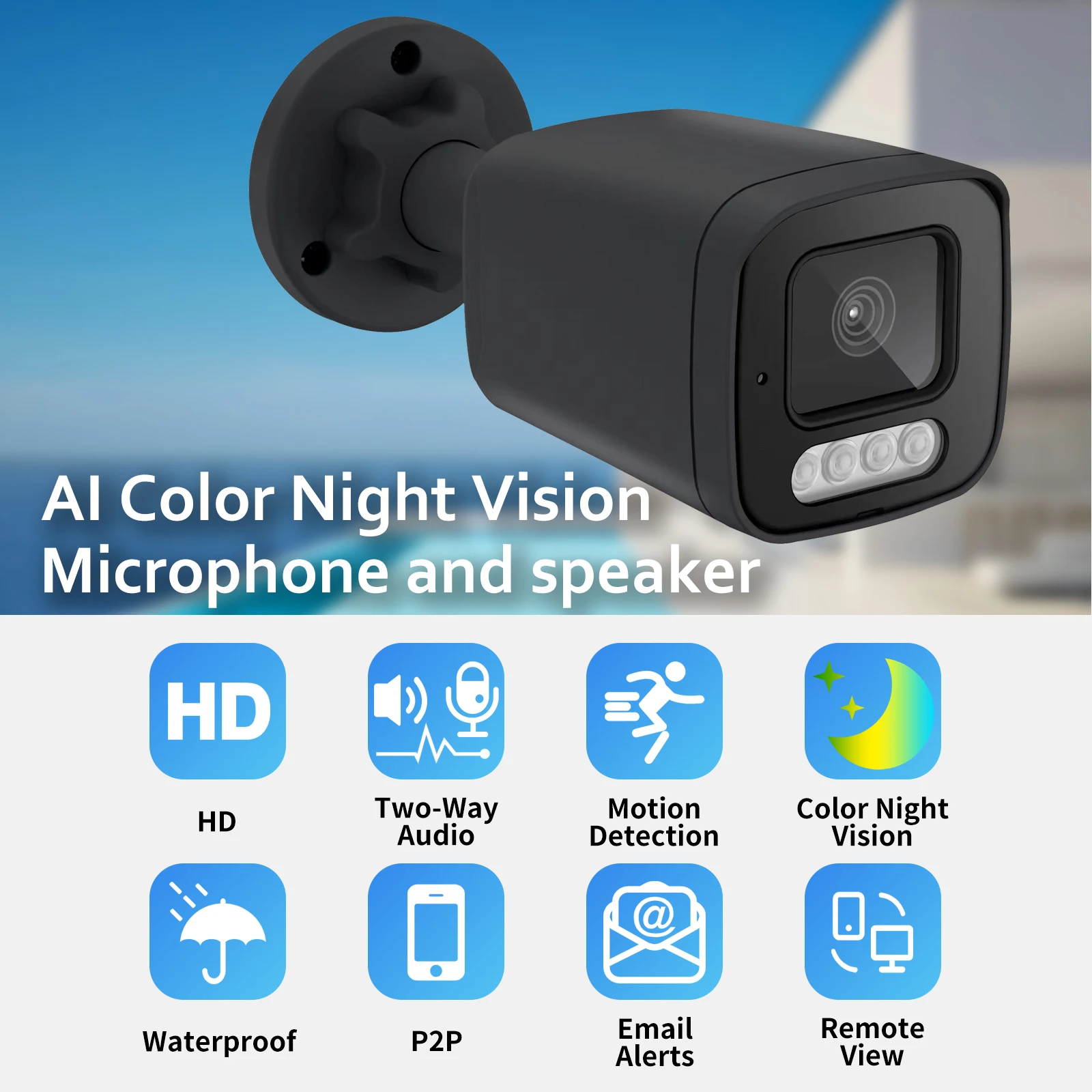 Ultra HD 4K 8MP POE IP Camera Two Way Audio Full Color Night Vision Outdoor Metal 5MP 4MP Bullet CCTV Home Security Camera