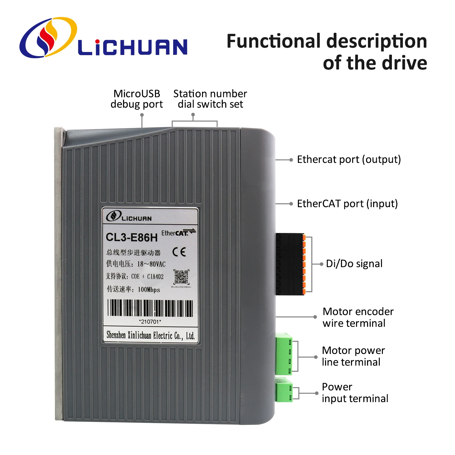 Lichuan Ethercat Nema34 12Nm Closed loop stepper motor LC86H2150 with Ethercat closed loop stepper driver CL3-E86H high quality