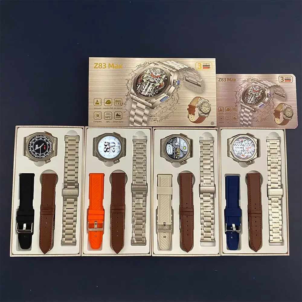 

Z83 MAX Sports Smart Watch Men 2 Watchstraps AMOLED Screen Bluetooth Calls GPS Track NFC/GAME/Compass Multifunctional Smartwatch