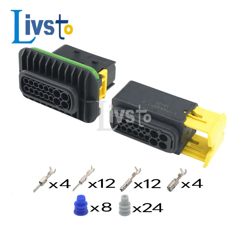 1 Set 16 Pin HDSCS Male Female Plug Waterproof Automotive  Sealed  Connectors 1-1564337-1 1-1564407-1