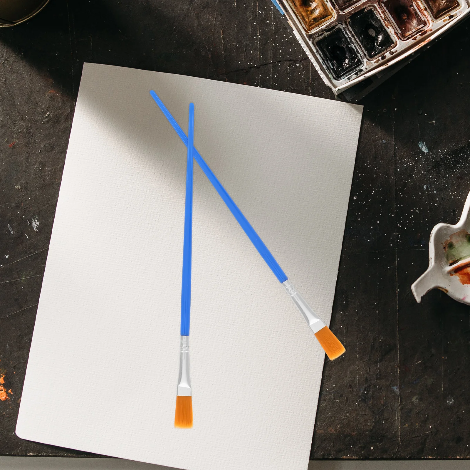 

50Pcs Art Paintbrush Set Flat Tip Nylon Paint Brushes Portable Lightweight Oil Watercolor Painting Kit Supplies