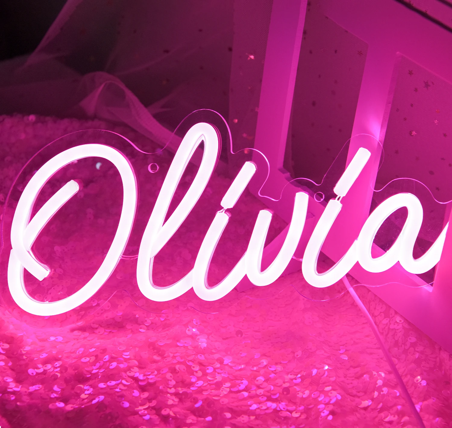 

Olivia Name Neon Sign LED Name Neon Light for Kids Bedroom Birthday Party Decoration Neon Sign Customizable for Girl