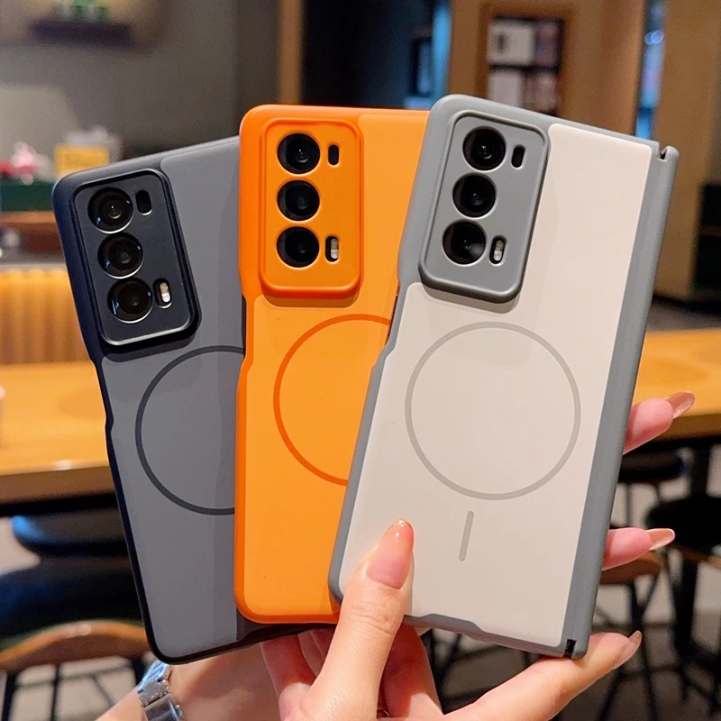 Skin Feel For Honor Magic V2 VS2 Phone Case Magnetic Wireless Charger Foldable Shockproof Hinge Protective Back Cover