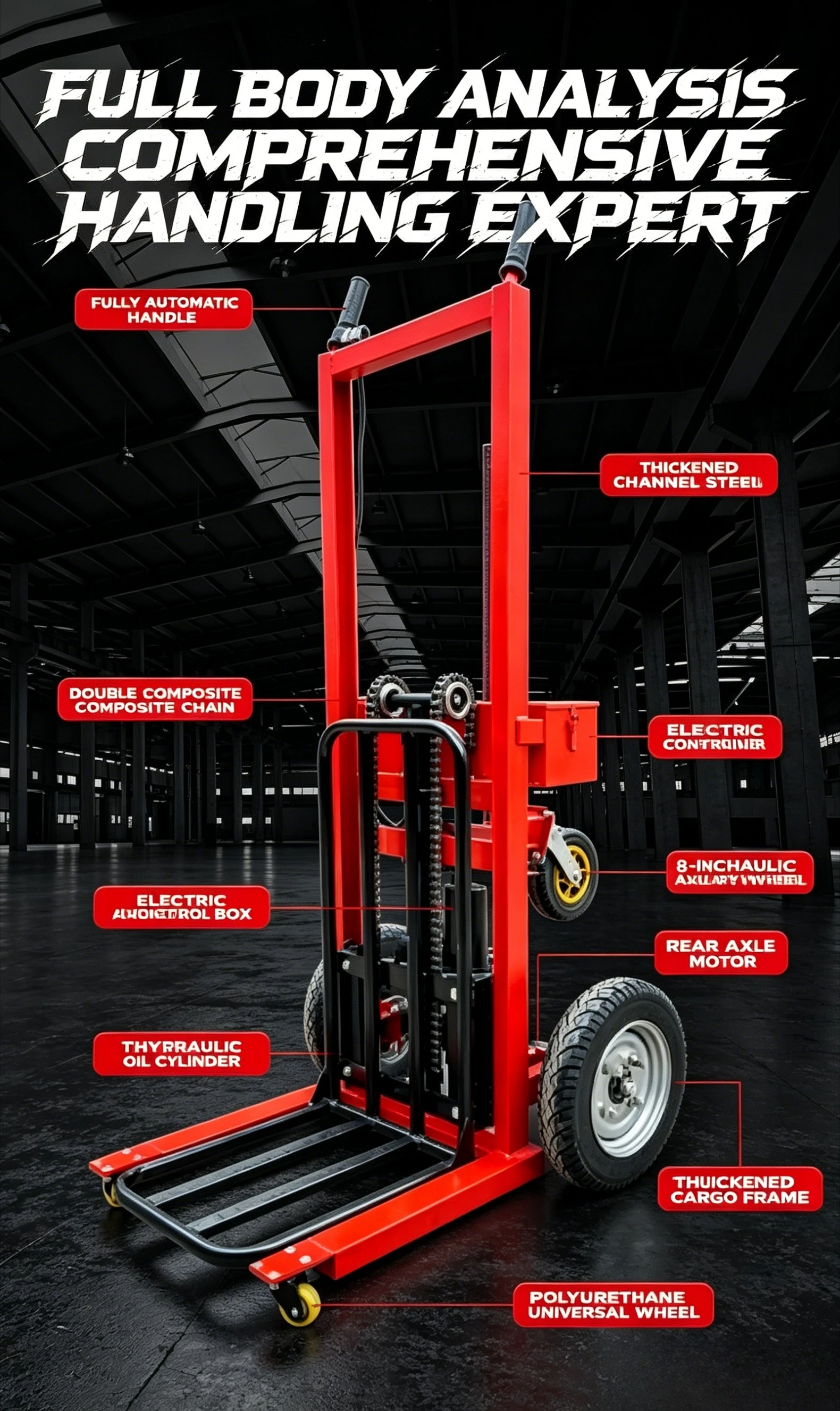 All-Electric Portable Electric Lifting Trolley Tiger Car Hand Push Truck Multifunctional Folding Forklift Attachments