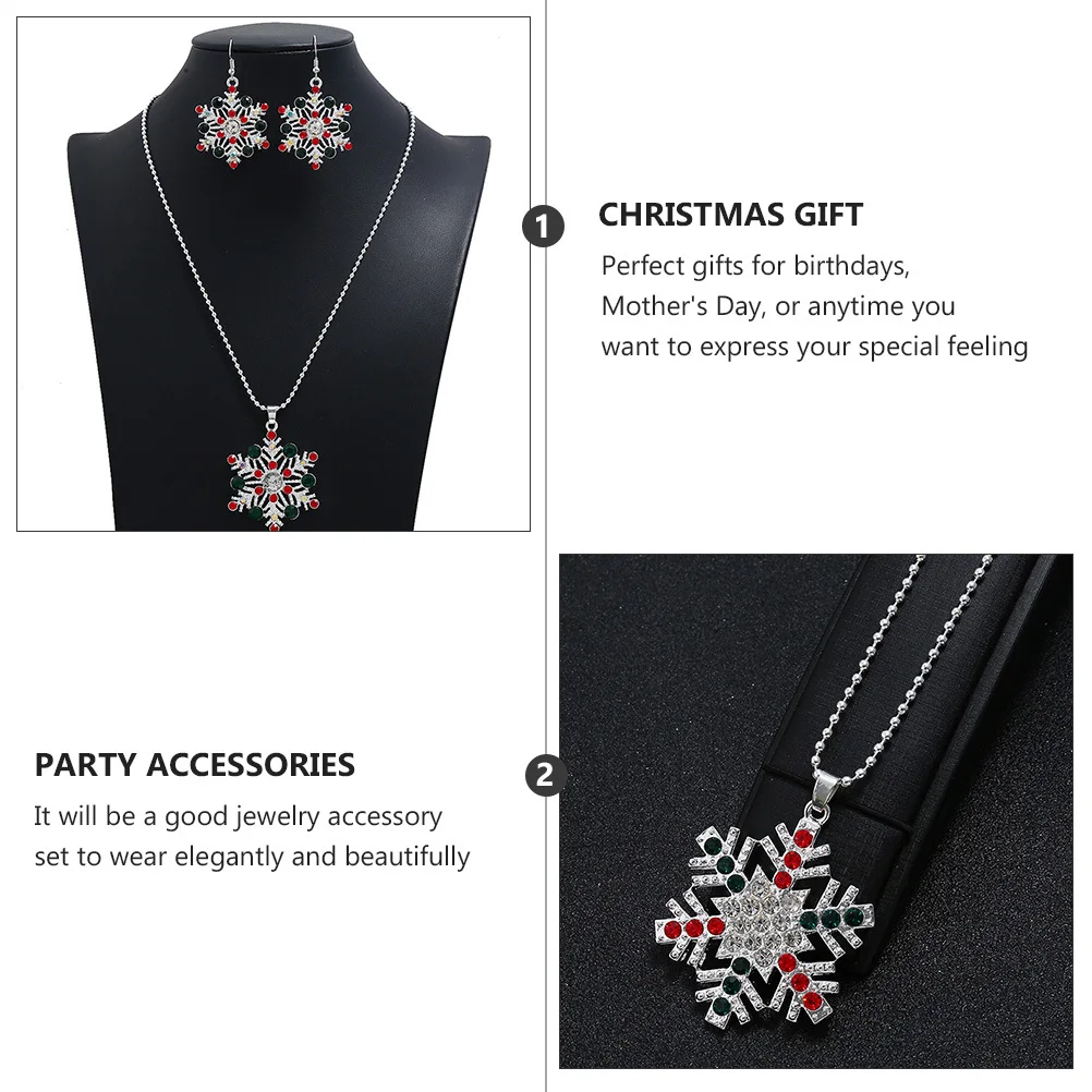 

Snowflake Necklace Earring Set Shape Pendant Christmas Gift Women and Accessory Earing Jewelry Xmas Earrings