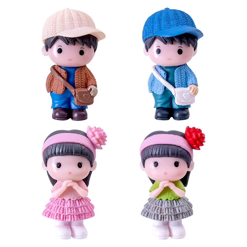 Miniature Doll Figures Lovers Figures Couple Boy Girl Model For Microlandscape Fairy Garden Home Ornaments Valentine's Day Gift