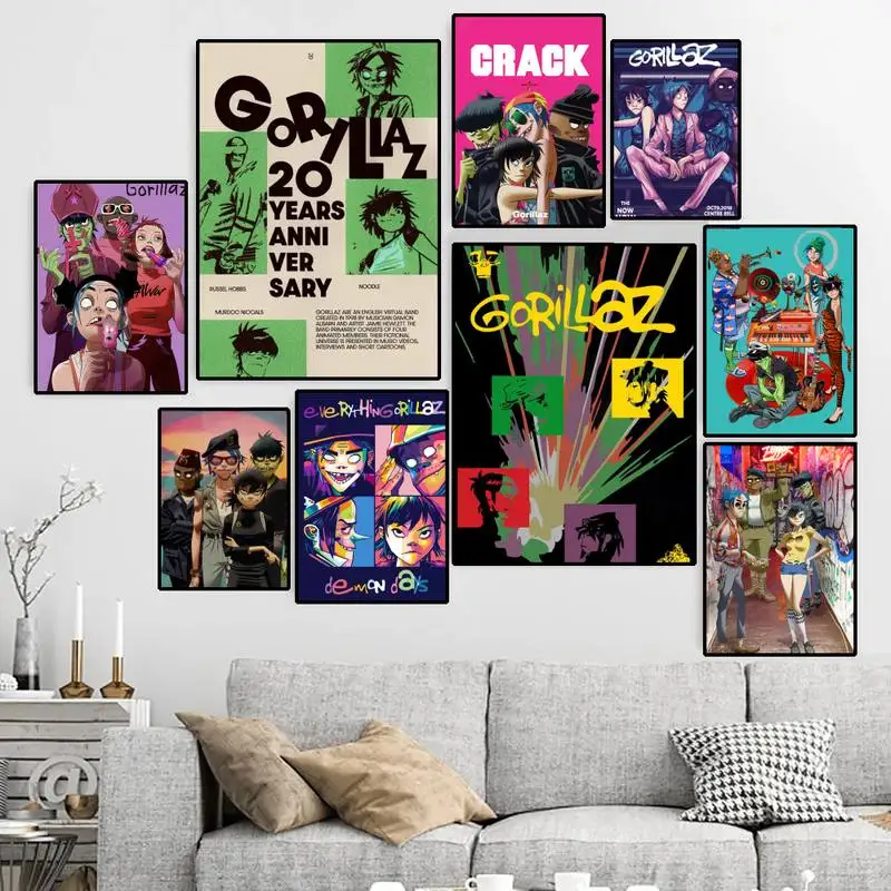 Gorillaz Hip Hop Retro POSTER Canvas HD Print  Personalized Wall Art Custom Painting