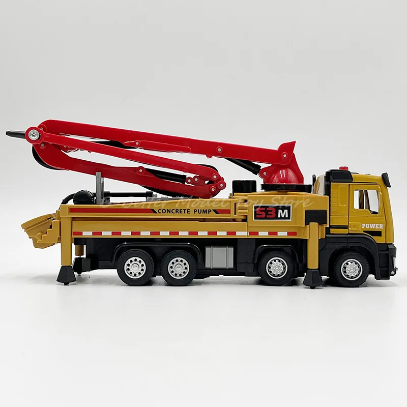 Diecast Metal Model Toy Concrete Pump Truck Pull Back With Sound & Light Children Gifts