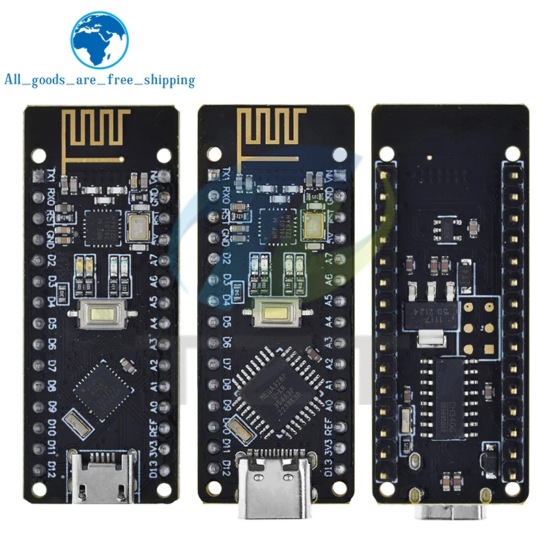 Imagem -04 - Tzt Rf-nano Placa Micro Usb sem Fio para Arduino Integrate V3.0 Atmega328p Qfn32 5v 16m Ch340 Nrf24l01 2.4g