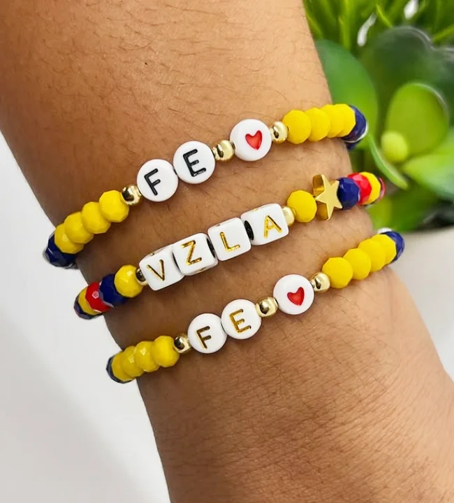 سوار فنزويلا مصنوع يدويًا، سوار علم فنزويلا، مجوهرات فينيزويلا، سوار ساحر FE #6