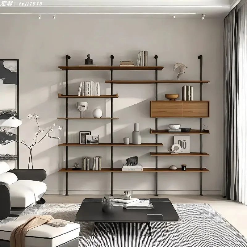 #Shelf integrated whole wall living room solid wood baffle adjustable display rack office storage rack figure finishing rack