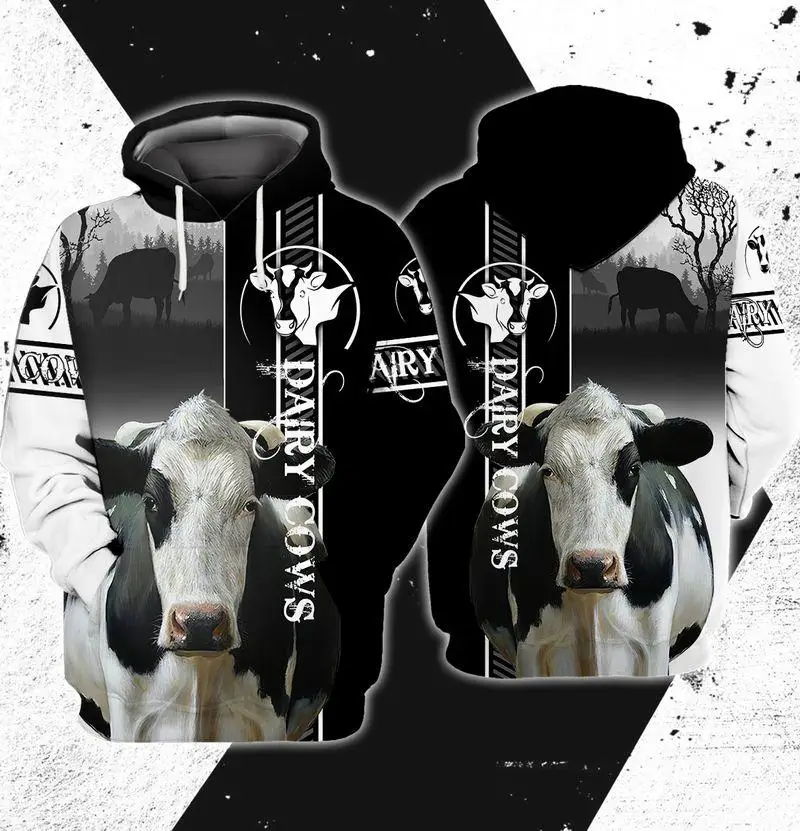 3D All Over Printed Men's Animal Cow Hoodie Spring Autumn Pullover Sweatshirt Coat New In Oversized Mens Hoodie Jacket Clothes