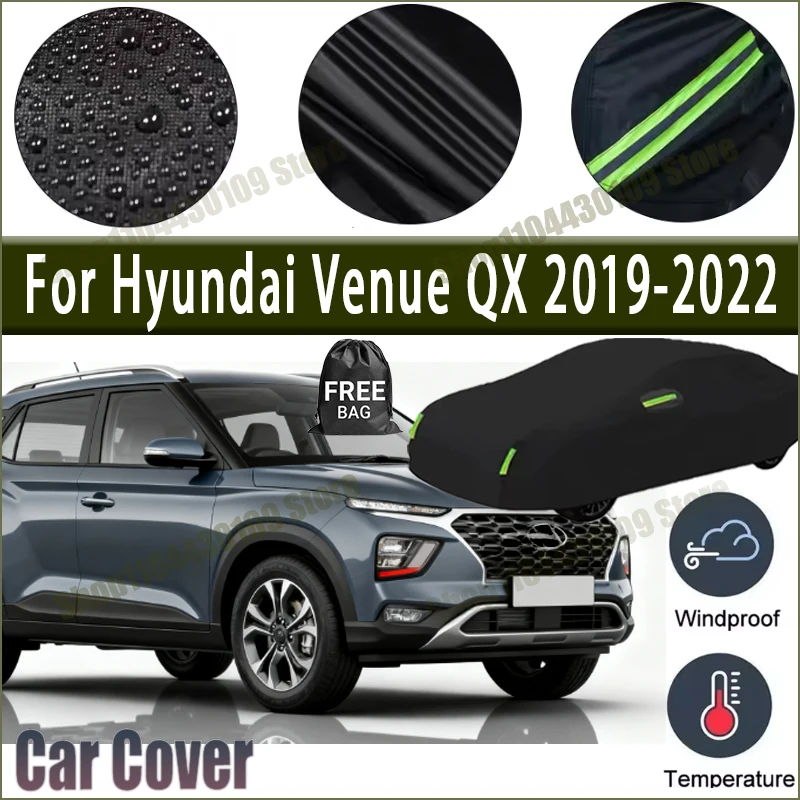 

For Hyundai Venue QX 2019-2022 2021 Car Cover Waterproof UV Protection All Weather Dustproof Snow Rain Cover 190T Polyester