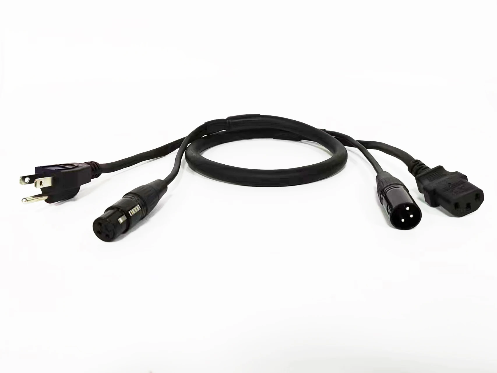 ABCCABLS 2-in-1 Combo Cable: NEMA 5-15P to IEC C13 Power + 3 Pin XLR Male-Female DMX Signal for Stage