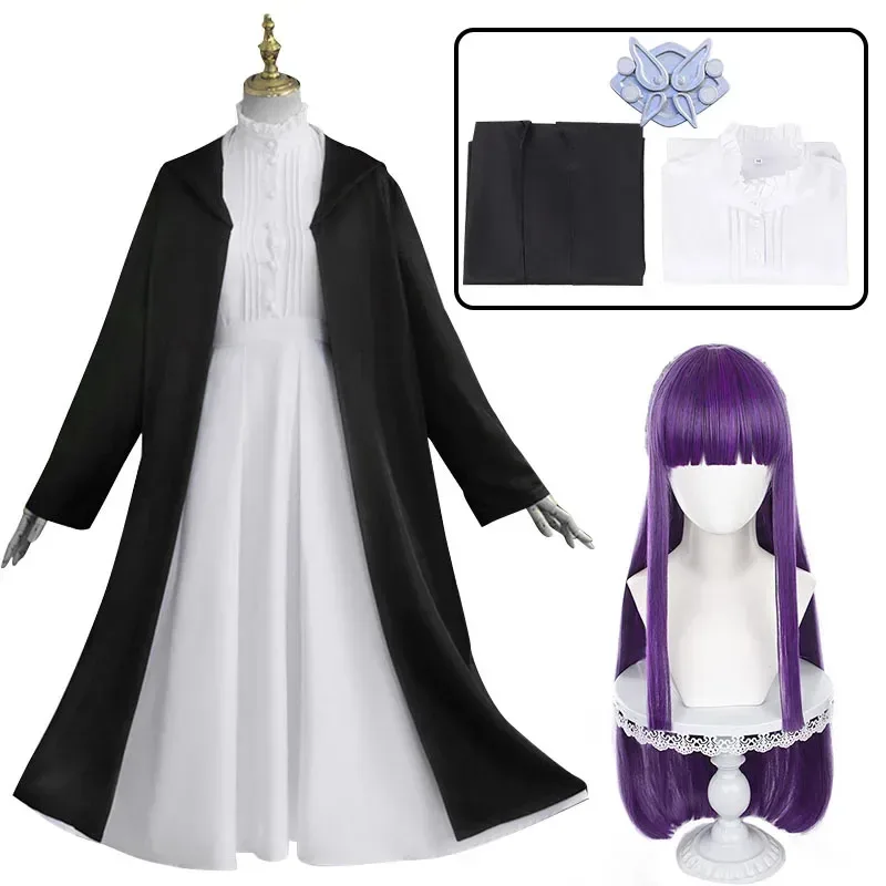 

Frieren At The Funeral Аниме Игра Косплей Костюм Фиолетовый Парик Костюмы для волос Плащ Тренч Шпилька Униформа Женская Вечеринка Ролевые Игры