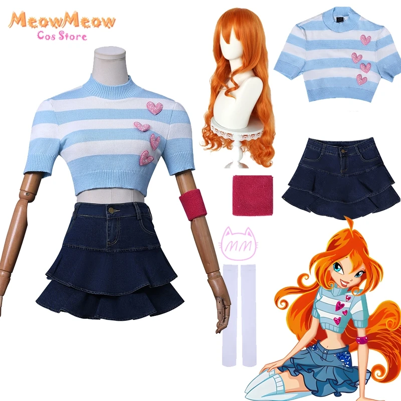 

Аниме мультфильм принцесса Cos Bloom косплей костюм парик юбка для взрослых женщин девочек одежда Хэллоуин вечерние клубные наряды синий костюм