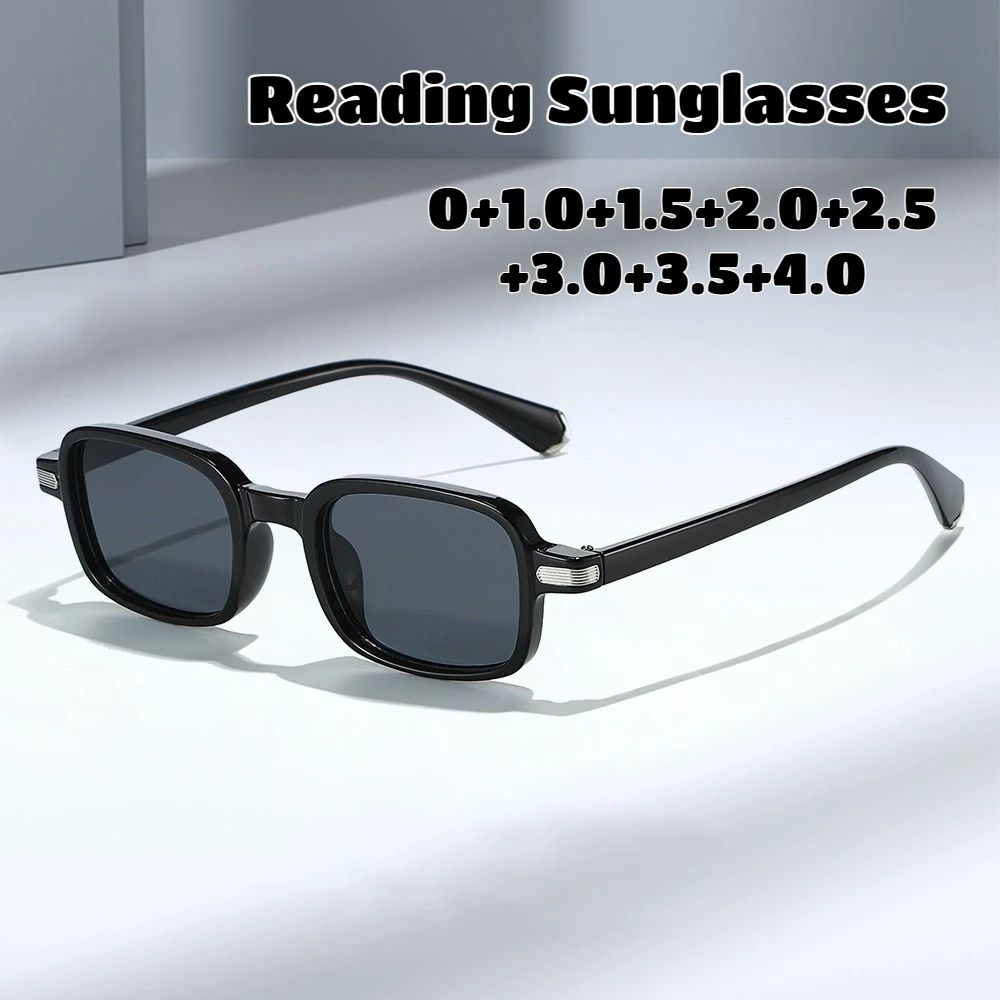 

Men's New Square-Frame Reading Sunglasses Unisex Fashion Reading Glasses Outdoor Sun Protection with UV-Blocking Gray Lenses