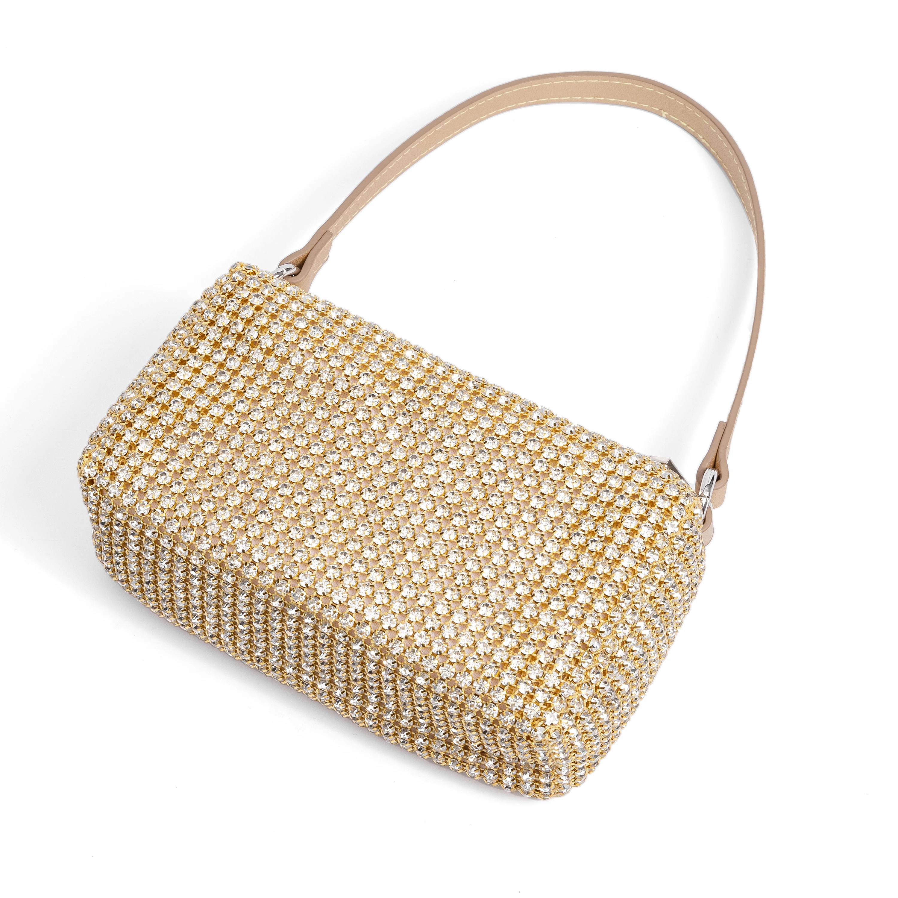 Bolso de mano suave con diamantes de imitación para mujer, bandolera con diamantes brillantes, 2022