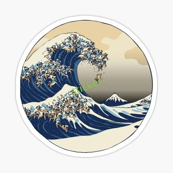 

Great Wave off Kanagawa circle Car Stickers Trunk Motorcycle Car Accessories Decal Laptop Caravan Waterproof JDM