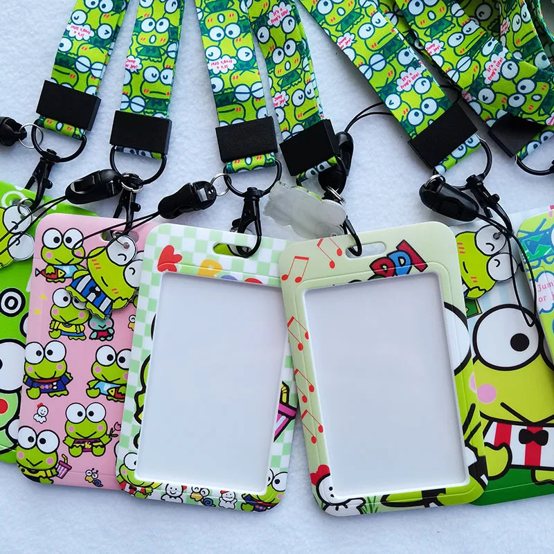 Kawaii Sanrio Keychain Card Sleeve Kero Kero Keroppi Cute Anime Bus Pass Protection Shell Pendant Accessories Toys For Girls