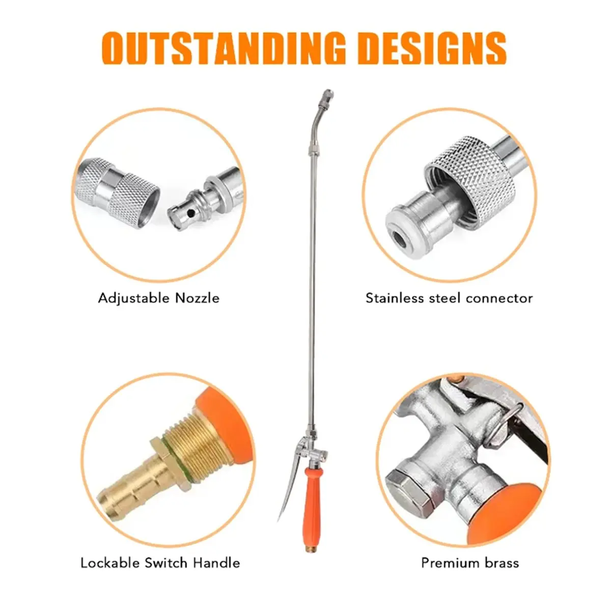 Home Tool Stainless Steel Sprayer Wand Kit with Copper Nozzle for Garden and Car Cleaning Tool