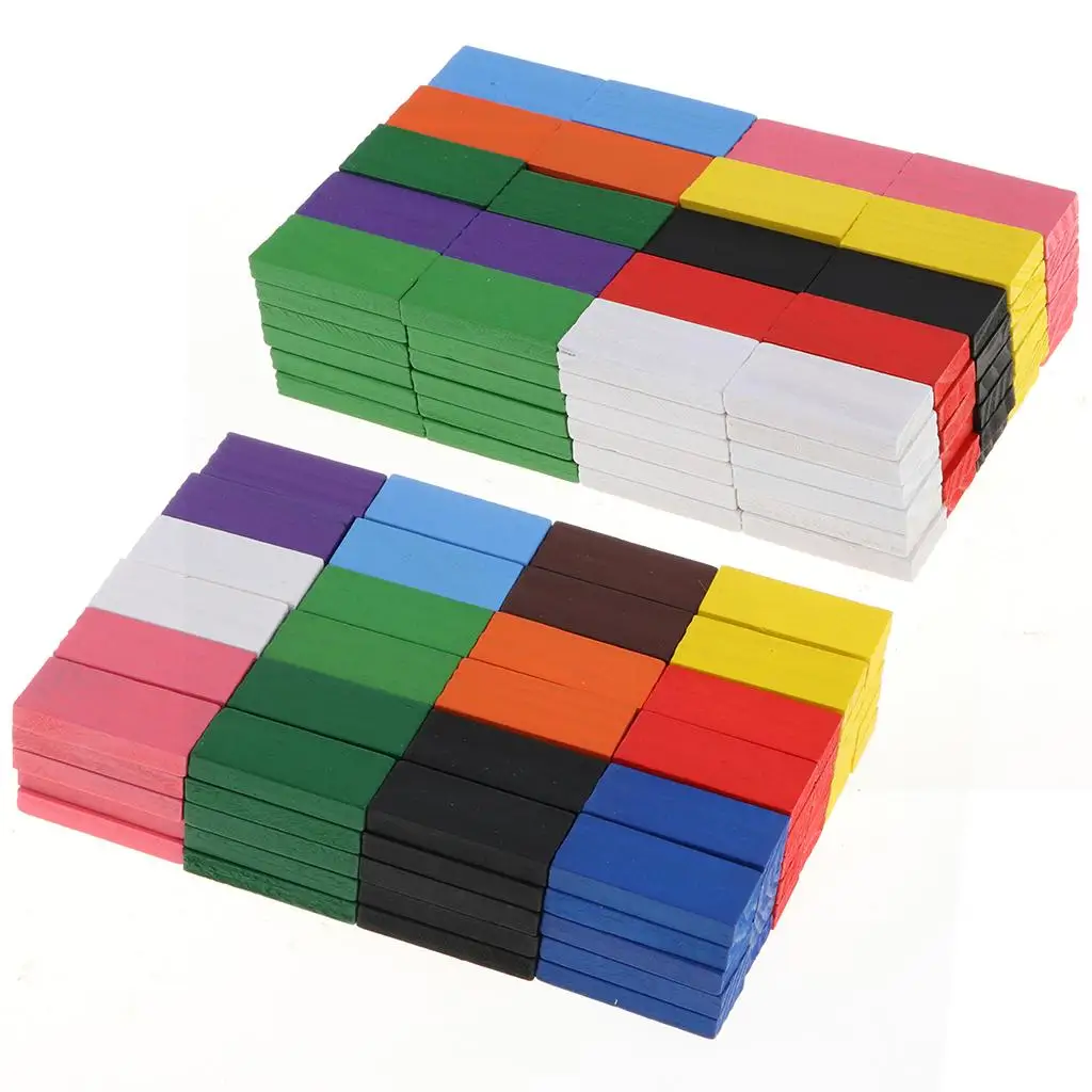 Wooden Domino Game Set 240 Pieces Colorful Board Game Accessories Stacking Blocks for Children Learning