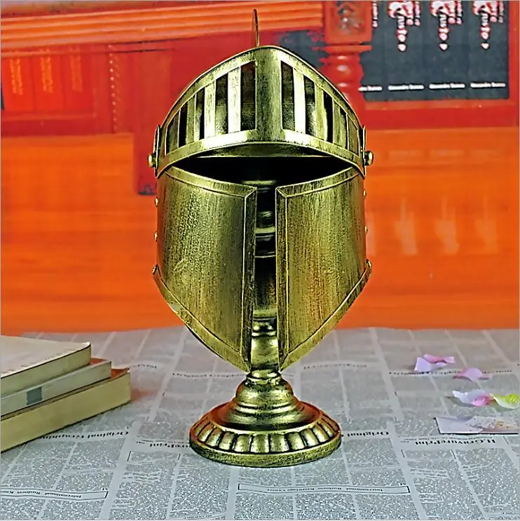 European Vintage Roman Armor Samurai Helmet Wrought Iron Decorative Ornament Bar