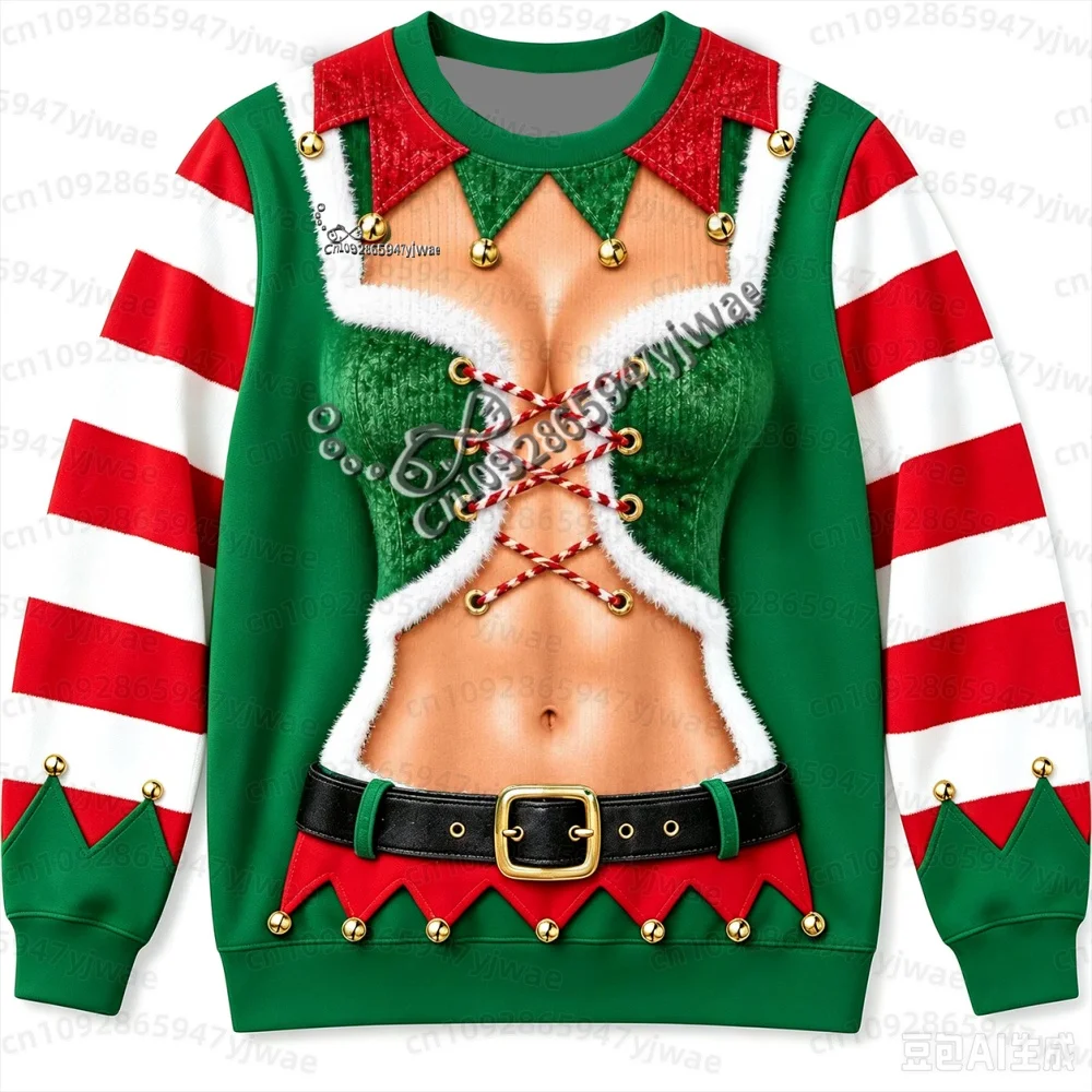 2026 Winter Damen Herren Lustiges Hässliches Weihnachts-Sweatshirt mit Rundhalsausschnitt, Neuartiges Feiertags-Sweatshirt, Weihnachtsparty-Outfit Damen Hoodies – Detail 6