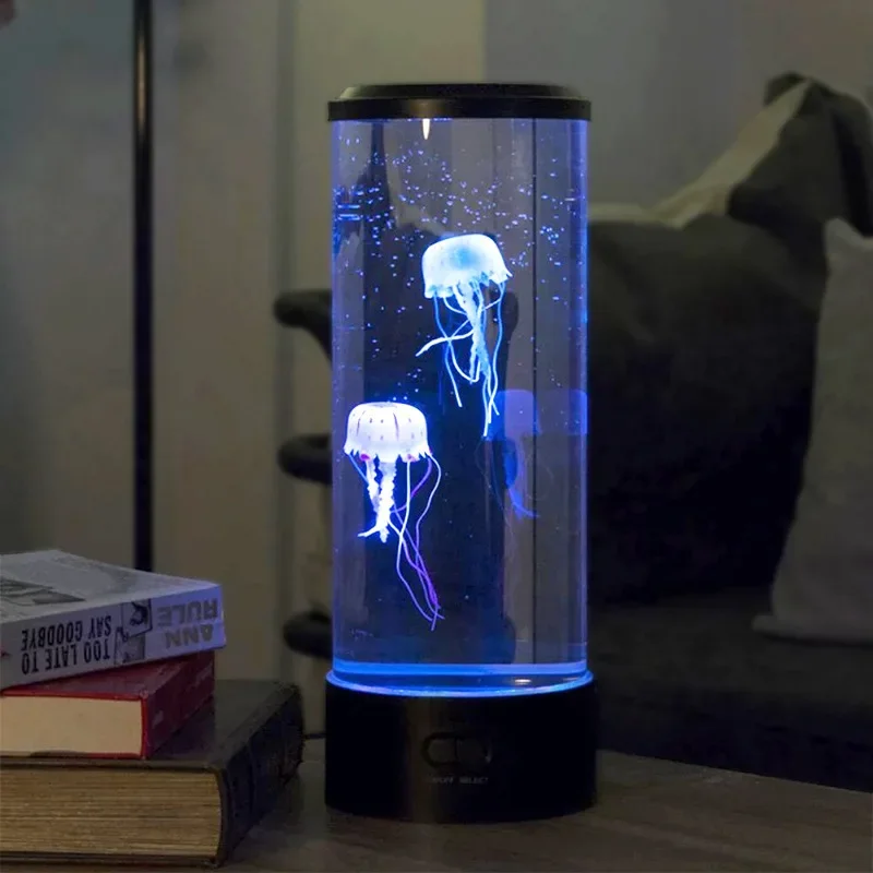 Simulated Jellyfish Cylindrical Quiet Light Home Bedroom Decoration Led Colorful Aquarium Night Lights Birthday Gift image 4
