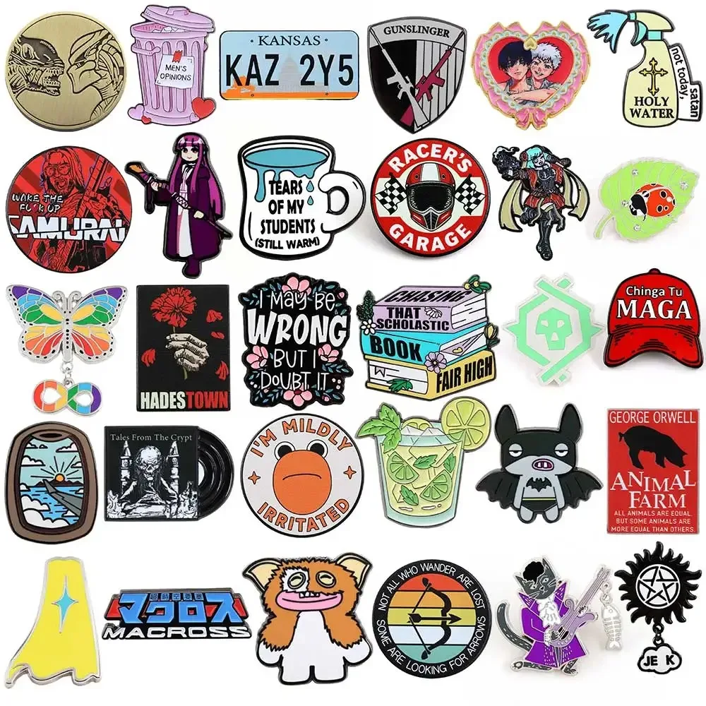 Cartoon Enamel Pins Movies Anime Video Games Skulls Animals Letter Pins Backpack Pins Fashion Accessories Gifts For Friends