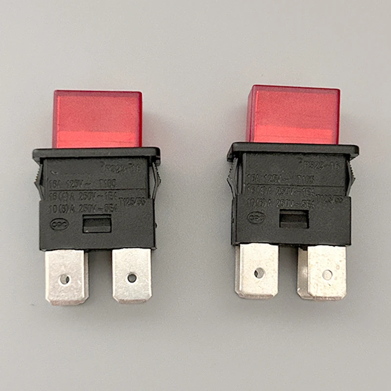 2pcs Red 16A 4 Pins Locked Push Button Electrical Rocker Switch With LED Light Red Heater Touch Switch 250V PS23-16 T105