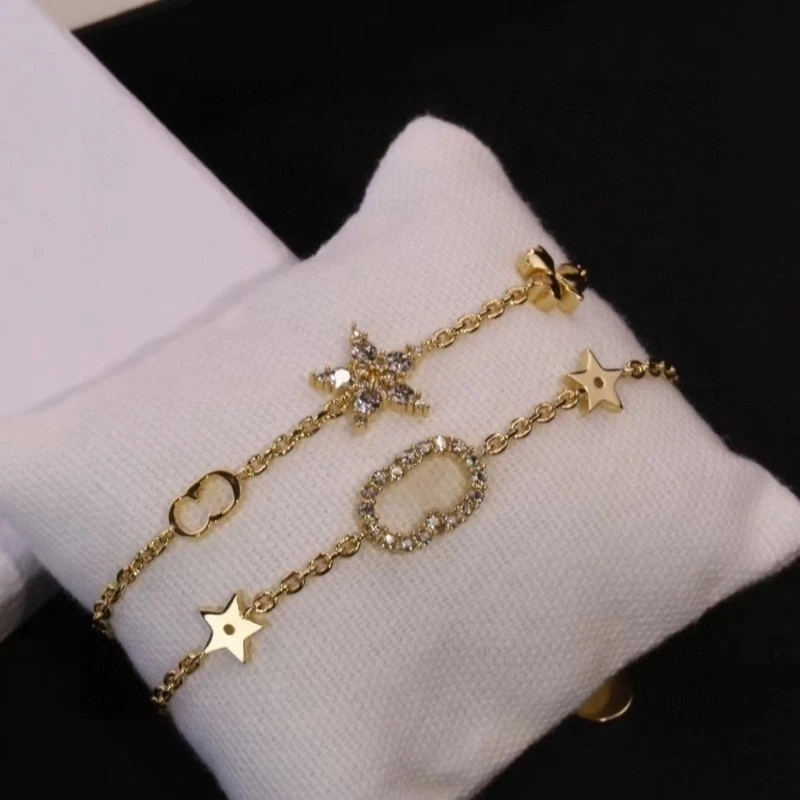 

Новый браслет с бриллиантами и буквенной звездой для женских интернет-знаменитостей, популярные и нишевые дизайнерские украшения