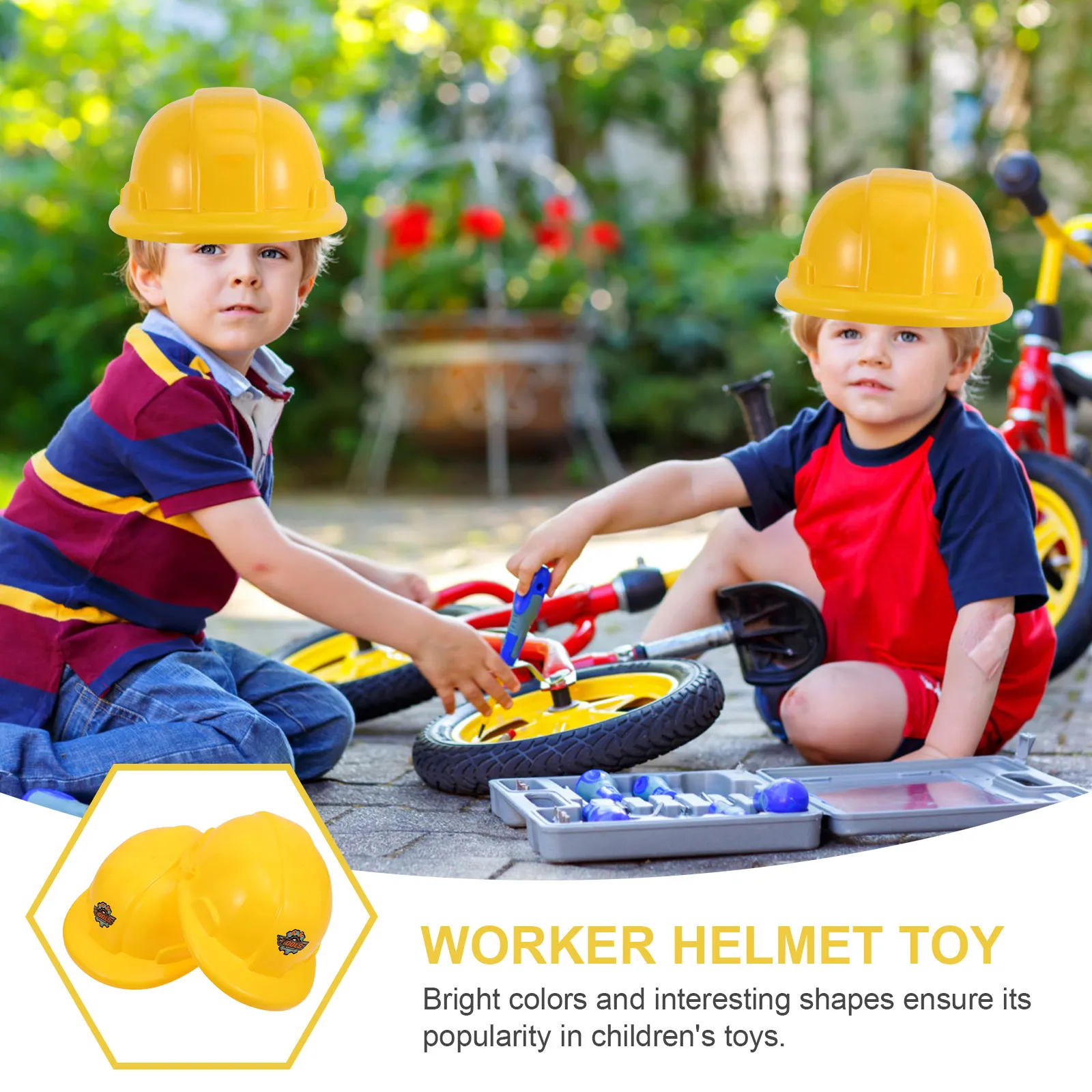 2Pcs Kids Construction Helmets Bright Orange Lightweight Plastic Engineering Hats for Role Play Party Supplies Construction