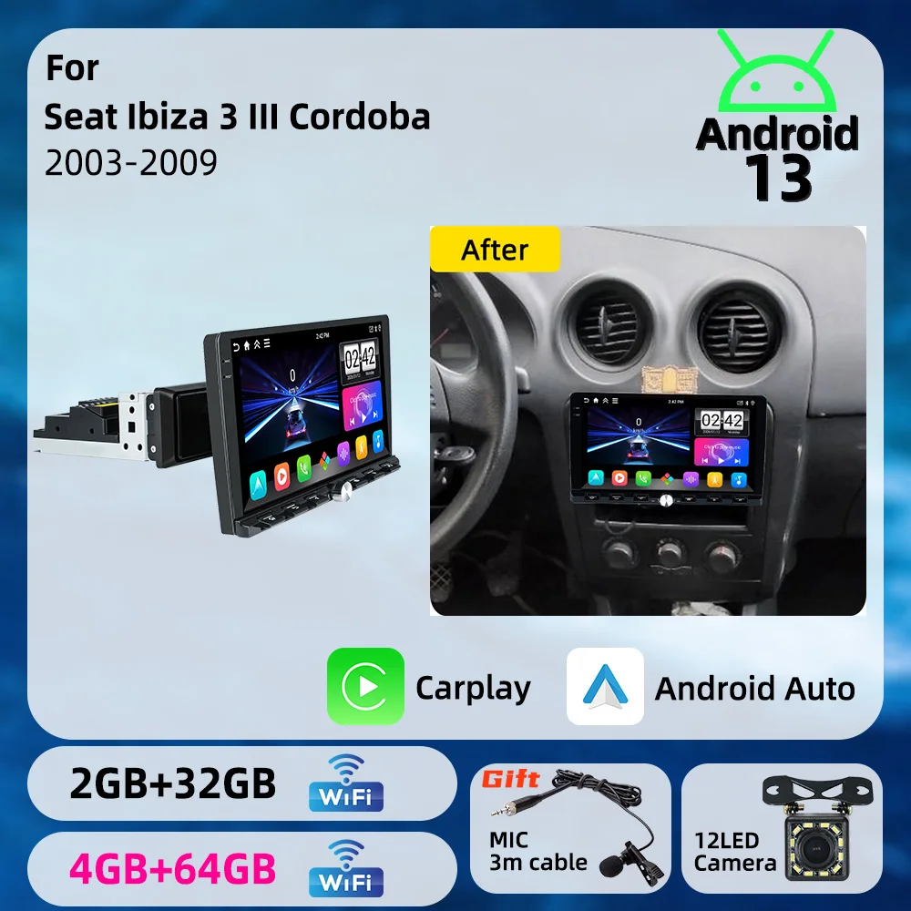 Car Multimedia 1din Android Car Radio Autoradio Screen Stereo for Seat Ibiza 3 III Cordoba 2003-2009 9